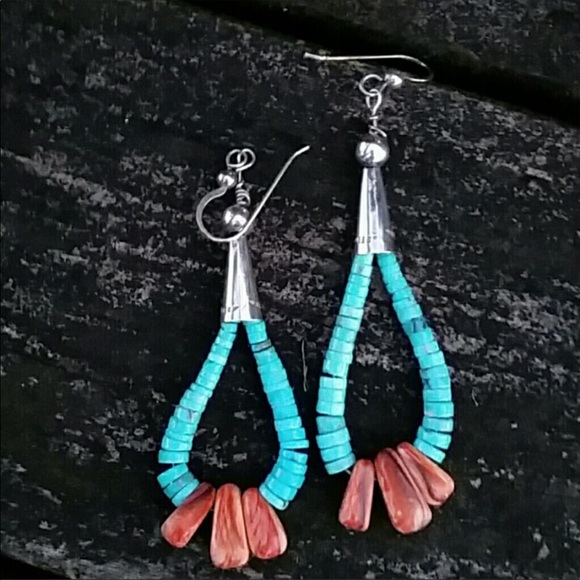 Jewelry - Turquoise and Spiny Oyster Earrings